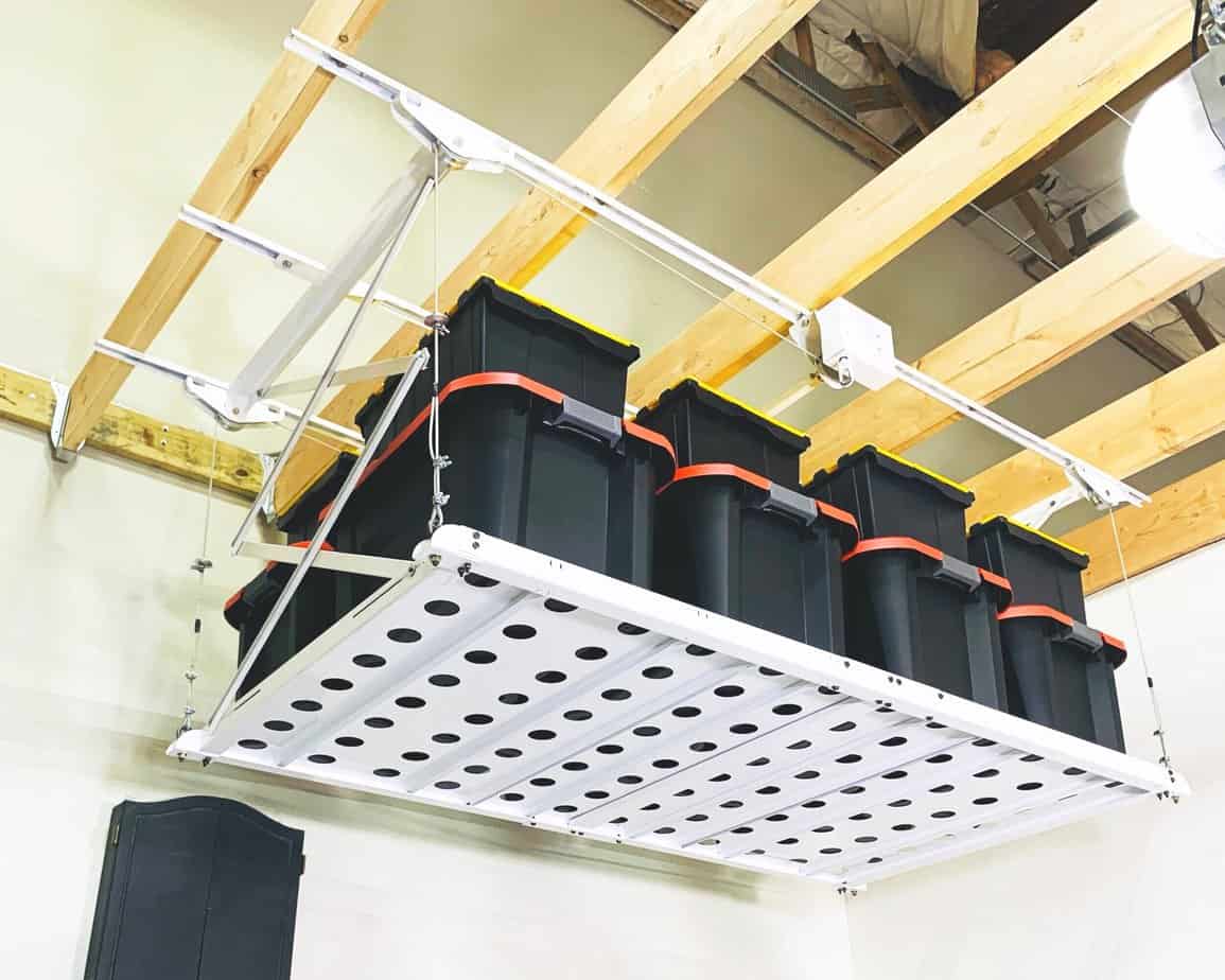 Ceiling storage rack online lift